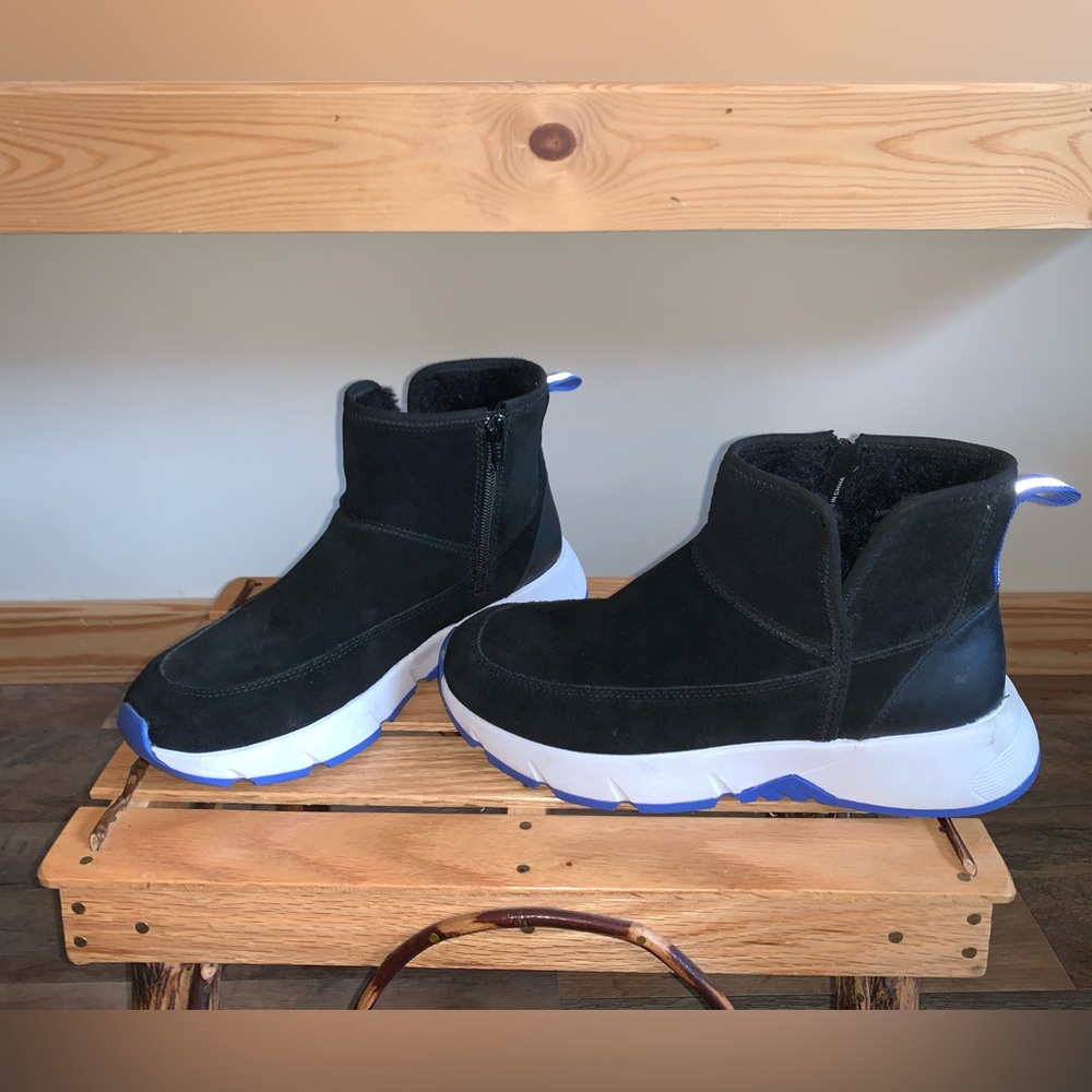 Nurture Response black/blue fur lined ankle short boots shoes size 8.5M